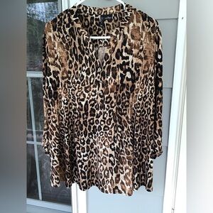 New directions women animal, print leopard tunic top plus size 3X GUC